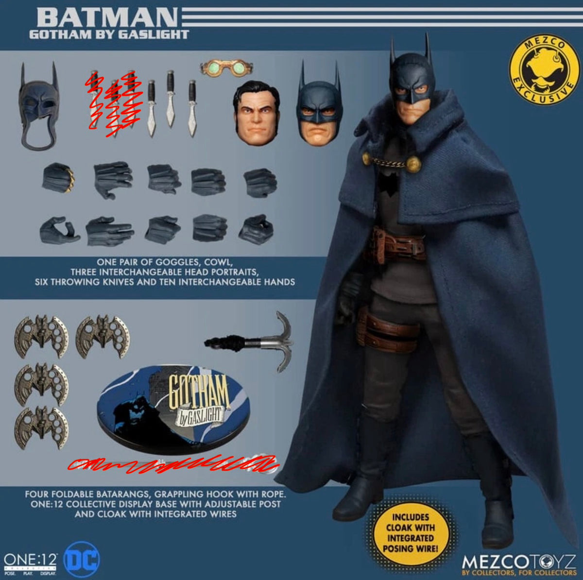 Mezco Batman Gotham by gaslight +vigilante pack (incomplete) (Used)